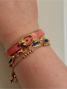 COACH Gold-Tone Pink Enamel Cuff Bracelet